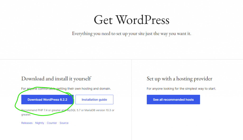 Stáhnout WordPress z oficiálních stránek